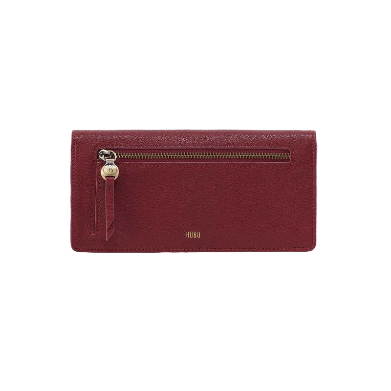 hobo hutton large wallet women's | red dahlia