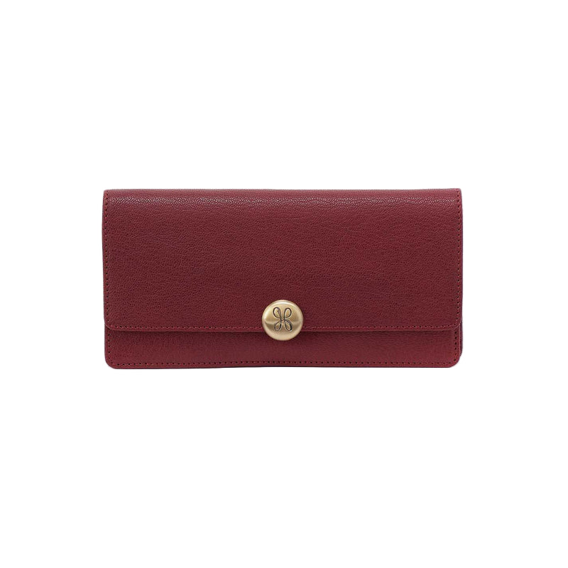 hobo hutton large wallet women's | red dahlia