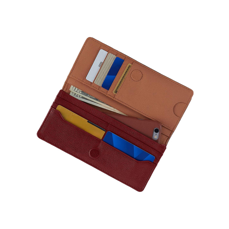 hobo hutton large wallet women's | red dahlia