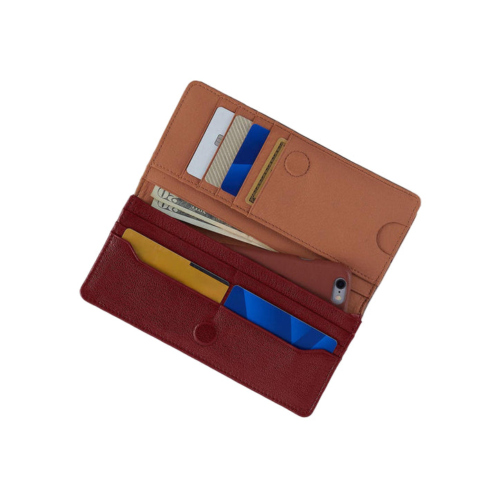 hobo hutton large wallet women's | red dahlia