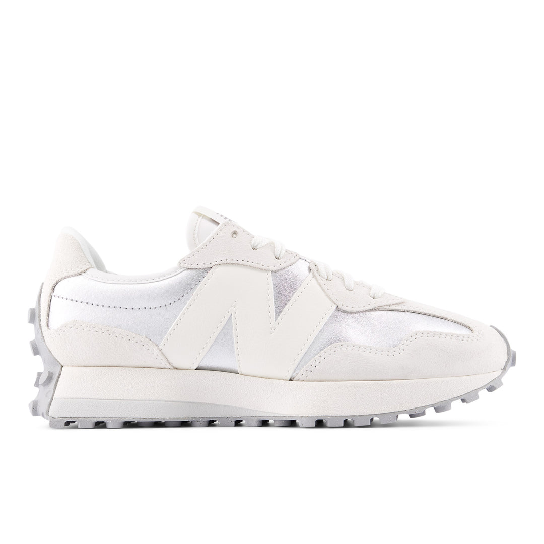 new balance 327 women's | silver metallic/sea salt