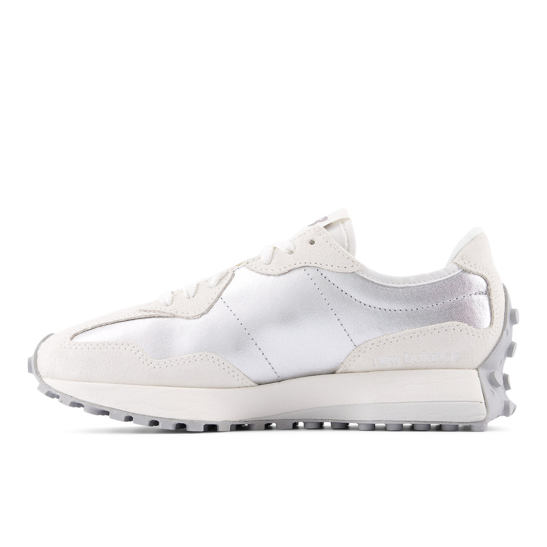 new balance 327 women's | silver metallic/sea salt