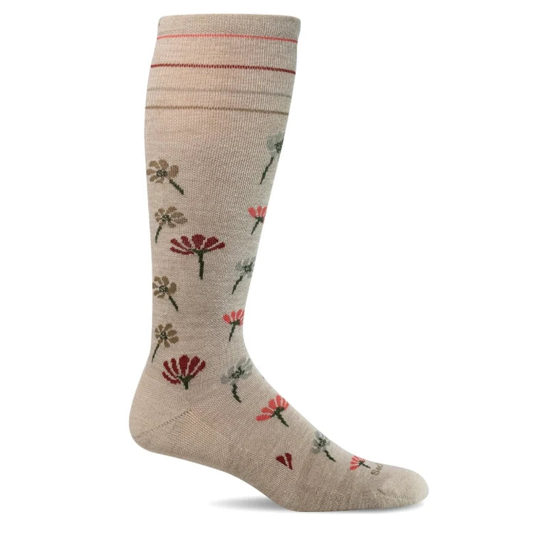 sockwell field flower moderate graduated compression socks women's | barley
