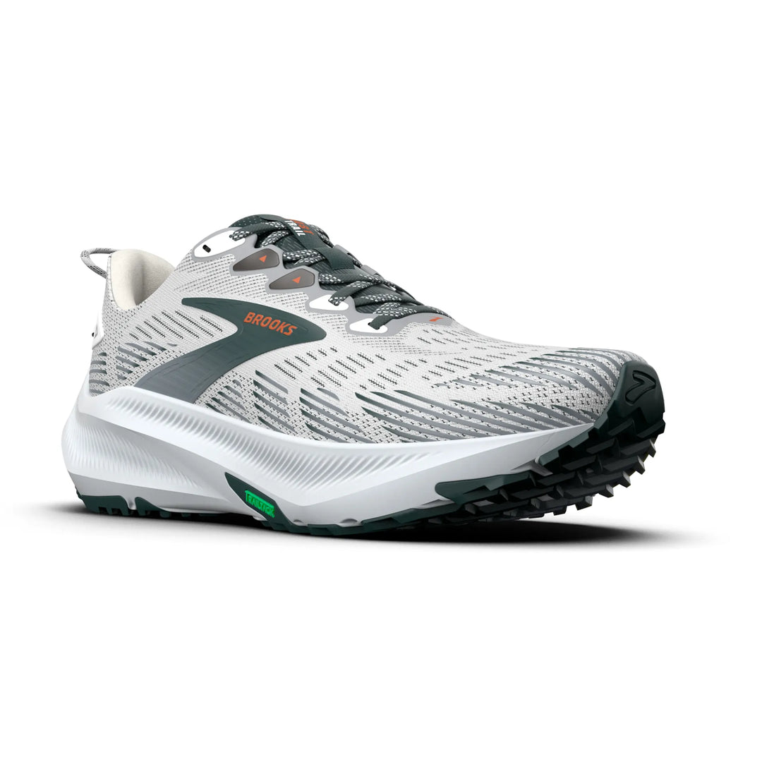 brooks ghost trail men's | white grey green