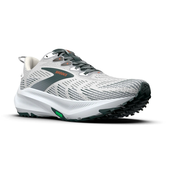 brooks ghost trail men's | white grey green
