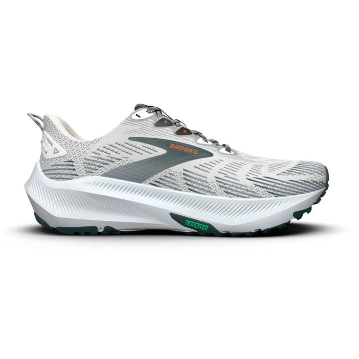 brooks ghost trail men's | white grey green