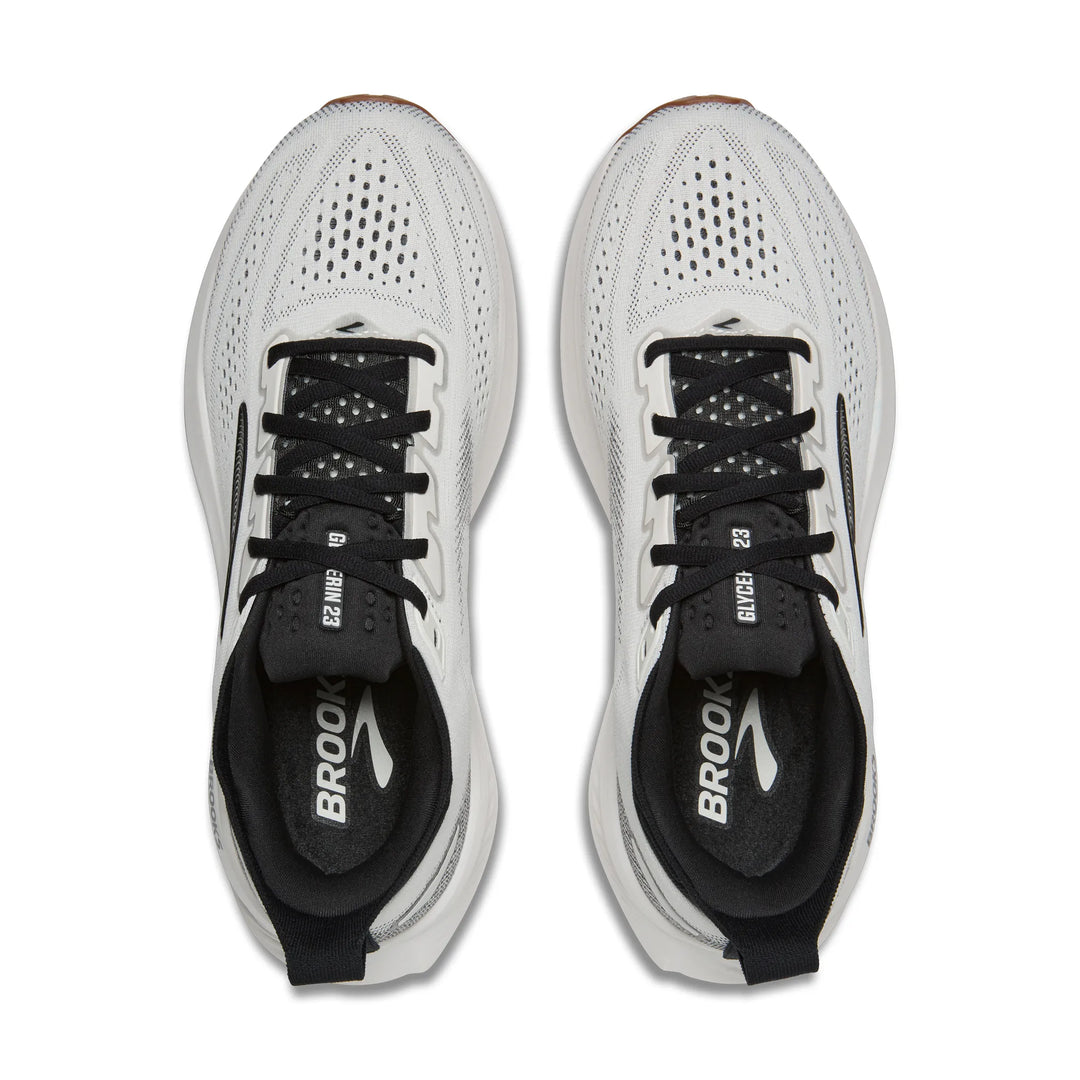 brooks glycerin 23 men's | white black gum