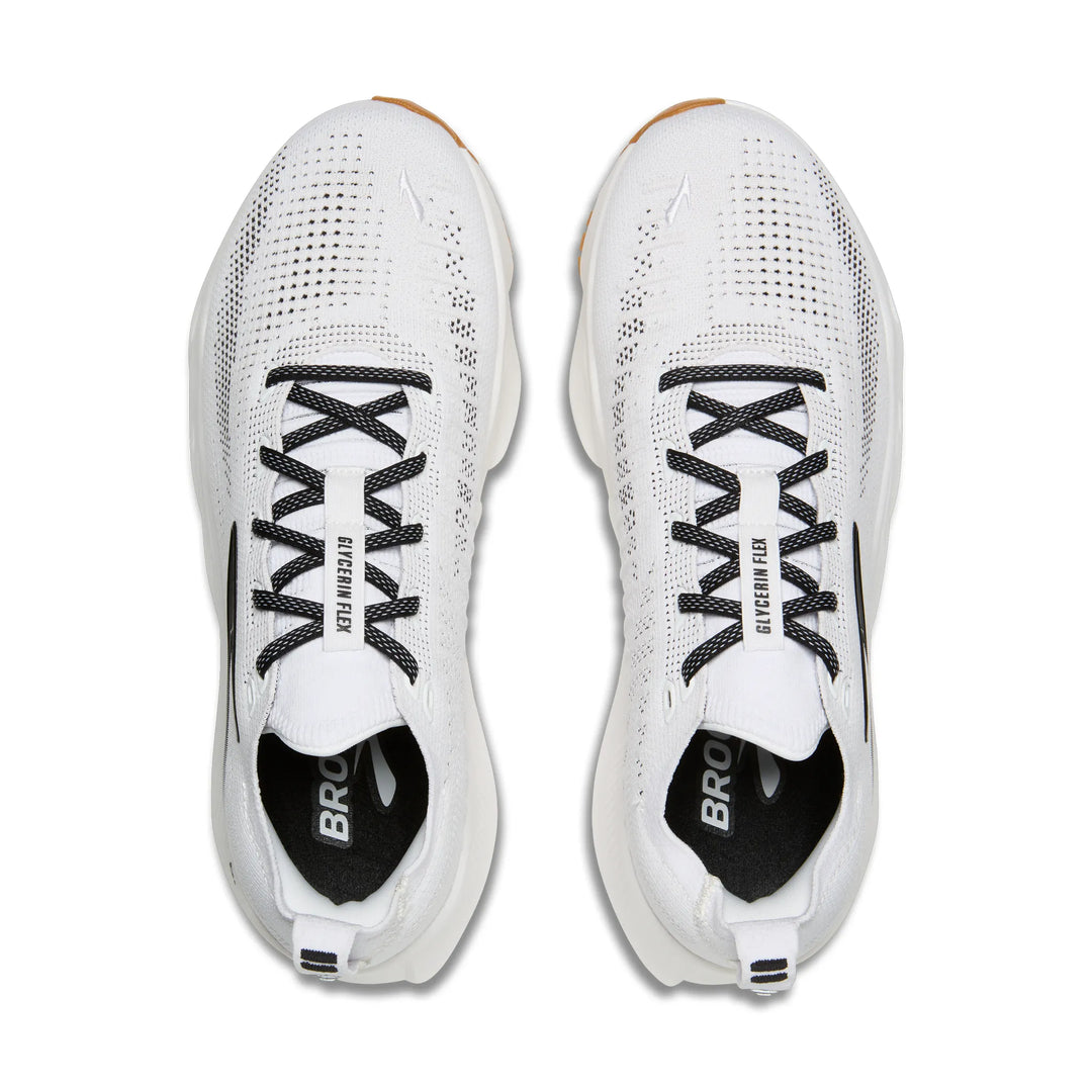 brooks glycerin flex men's | white black gum