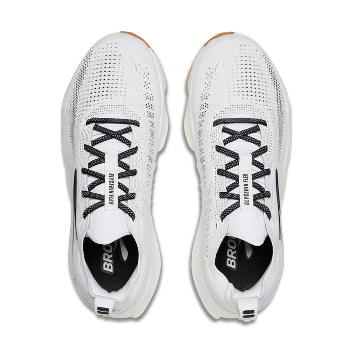 brooks glycerin flex men's | white black gum