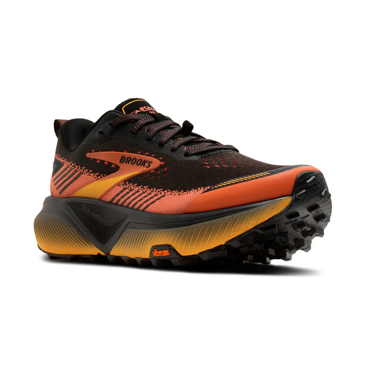 brooks cascadia 20 men's | black tigerlily orange