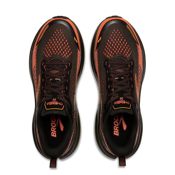 brooks cascadia 20 men's | black tigerlily orange