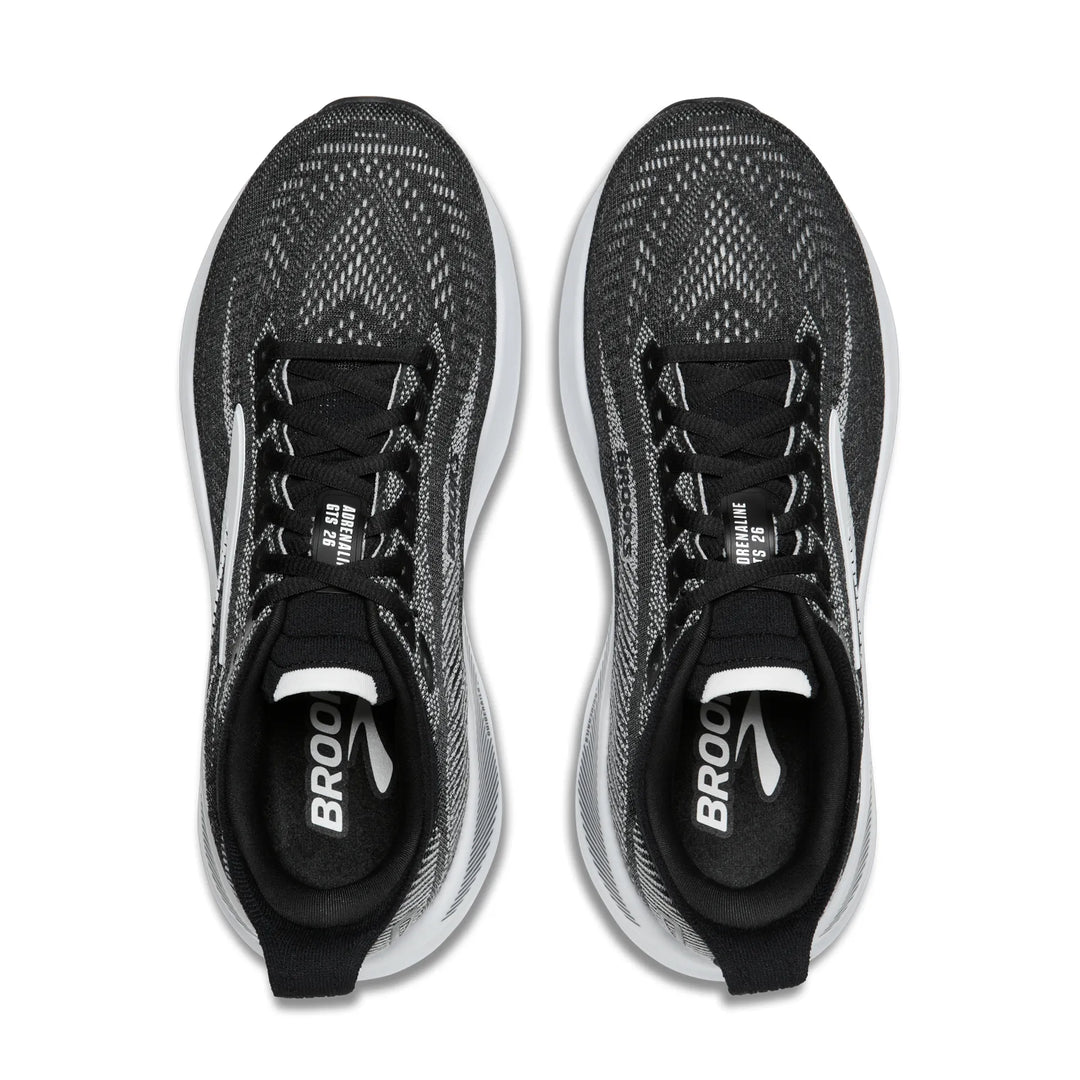 brooks adrenaline gts 26 wide men's | black grey white