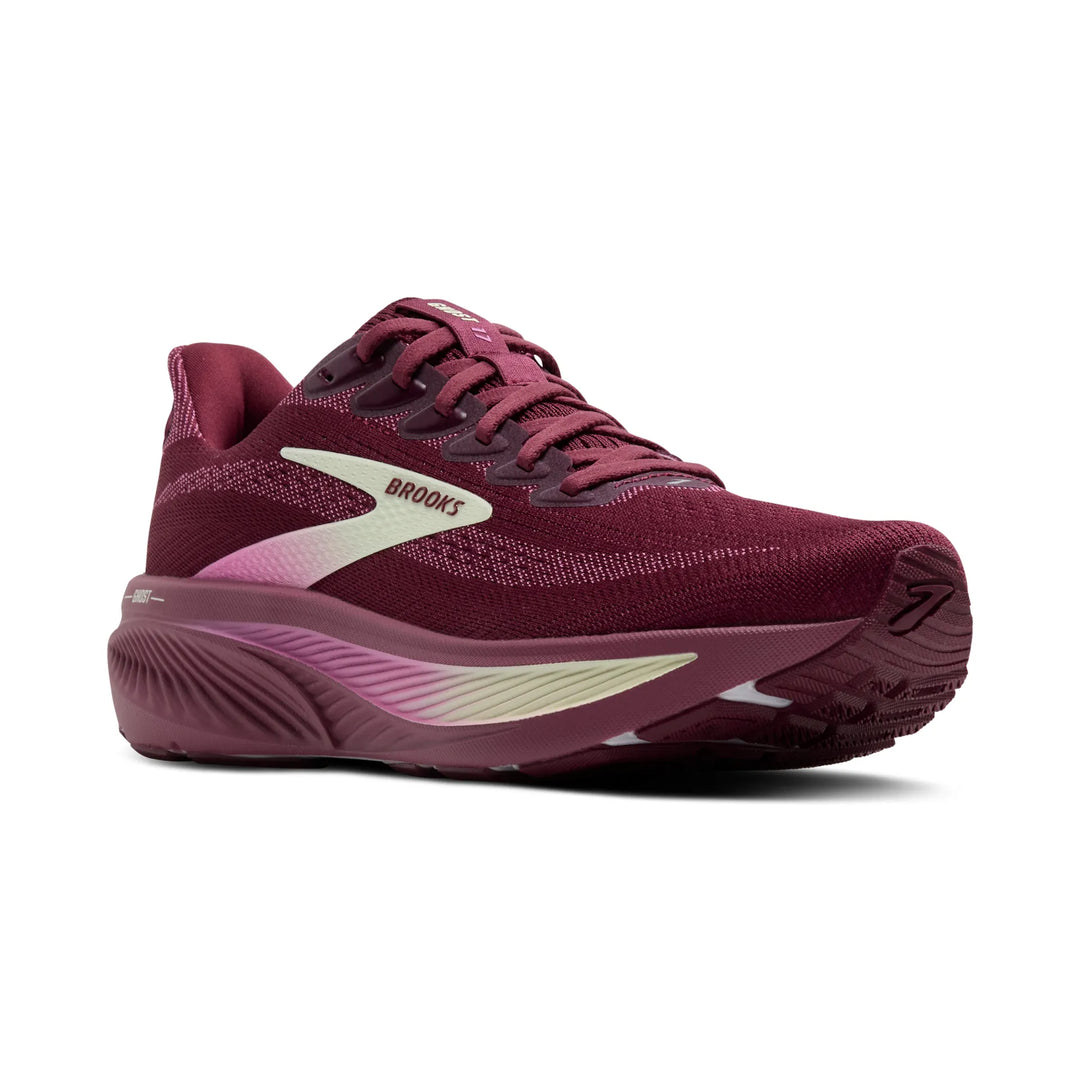 brooks ghost 17 women's | burgundy/pink/green