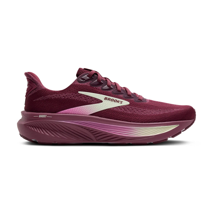 brooks ghost 17 women's | burgundy/pink/green
