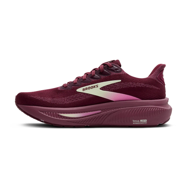 brooks ghost 17 women's | burgundy/pink/green