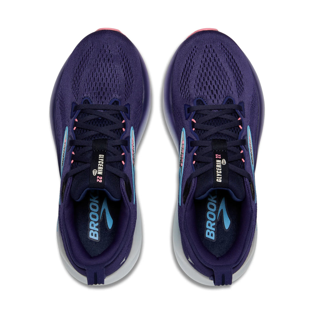 brooks glycerin 22 women's | blue ribbon/peacoat/dianthus