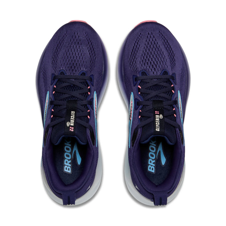 brooks glycerin 22 women's | blue ribbon/peacoat/dianthus