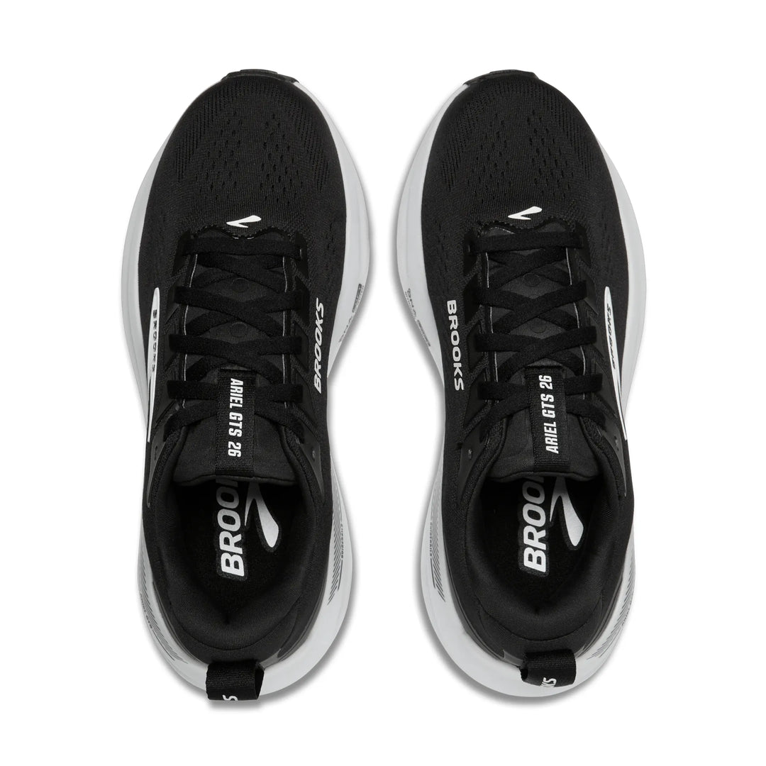 brooks ariel gts 26 wide women's | black grey white