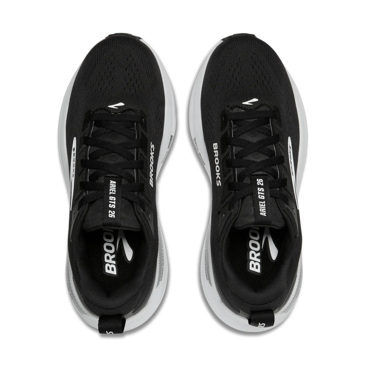 brooks ariel gts 26 wide women's | black grey white