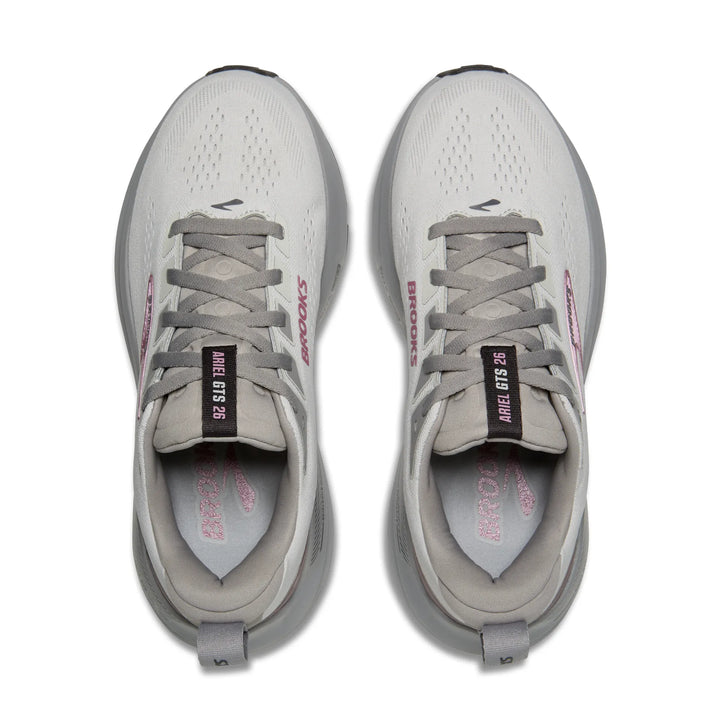 brooks ariel gts 26 extra wide women's | oyster mushroom alloy pink