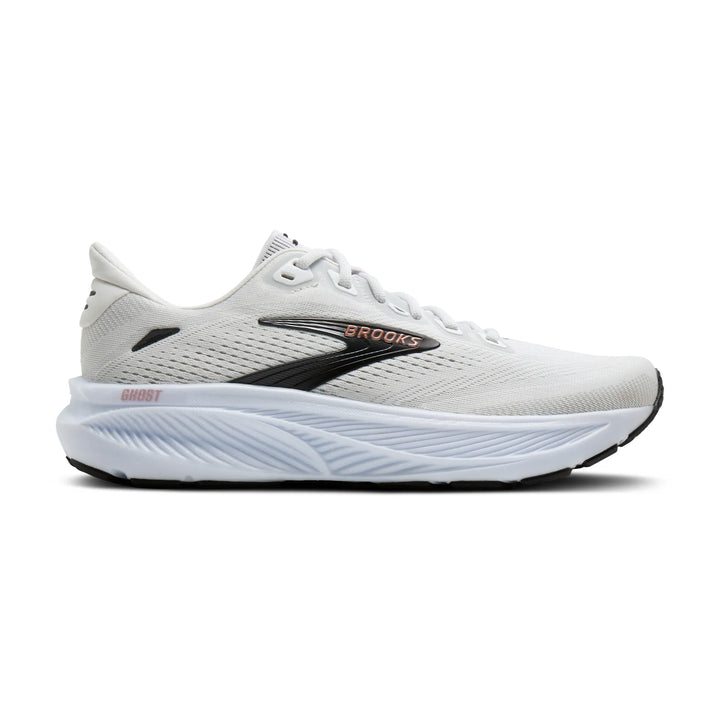 brooks ghost 18 extra wide women's | white black rose gold