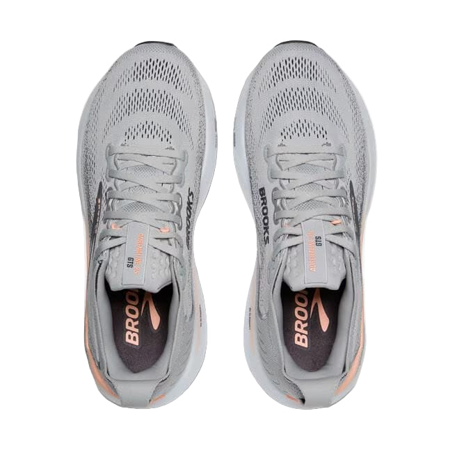 brooks adrenaline gts 25 extra wide women's | grey / blackened pearl / coral