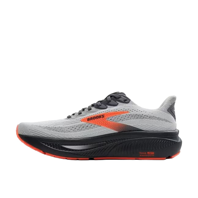 brooks ghost 17 extra wide men's | oyster mushroom/orange/ebony