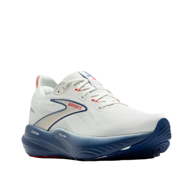 brooks glycerin 22 men's | gray/navy peony/fiery red