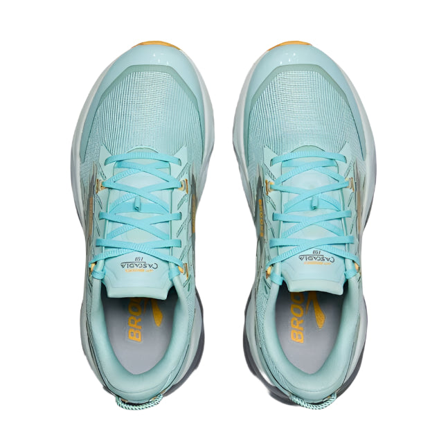 brooks cascadia 19 women's | clearwater/primer grey/apricot