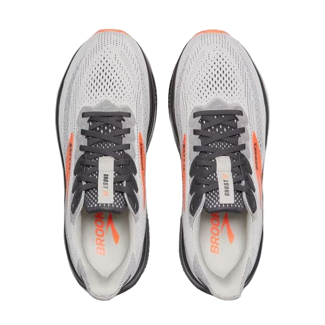 brooks ghost 17 extra wide men's | oyster mushroom/orange/ebony