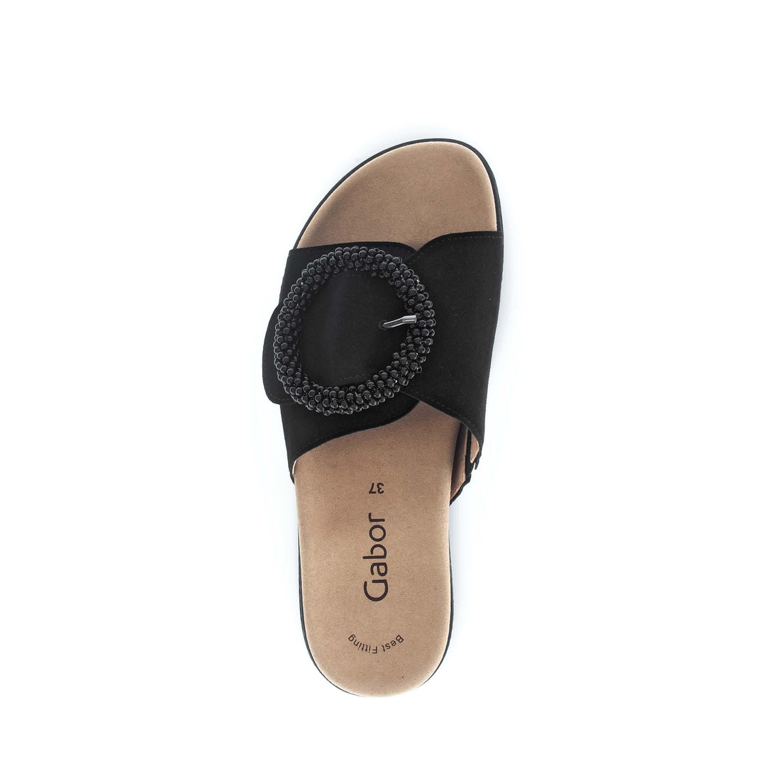 gabor one strap ring slide women's | black