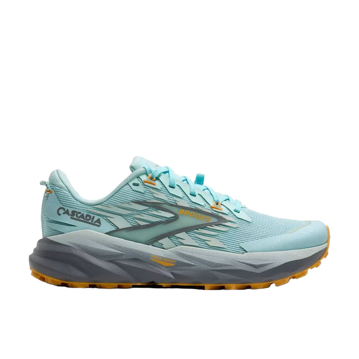 brooks cascadia 19 wide women's | clearwater/primer grey/apricot