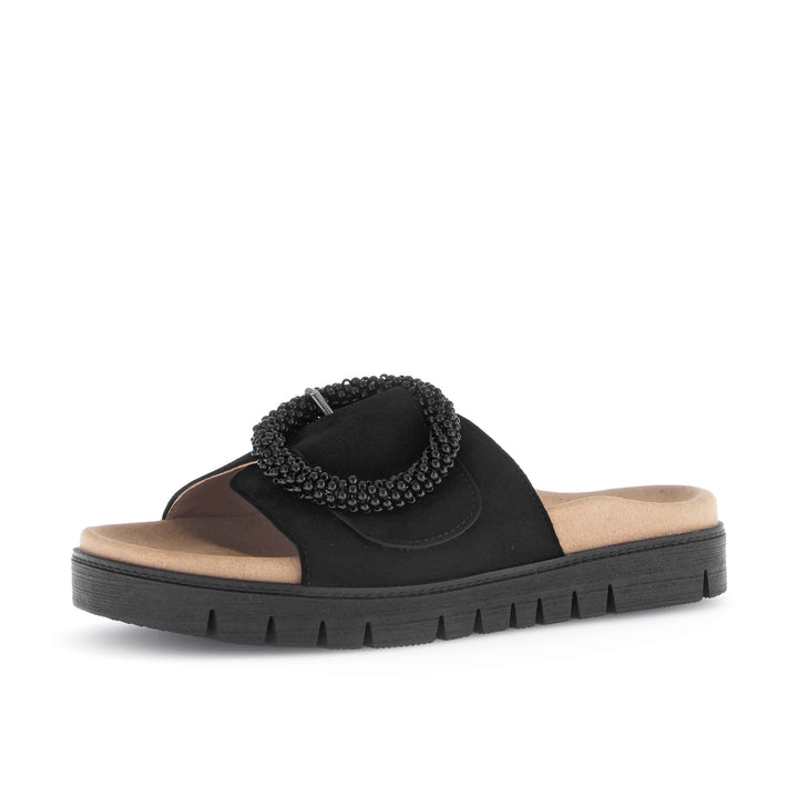 gabor one strap ring slide women's | black