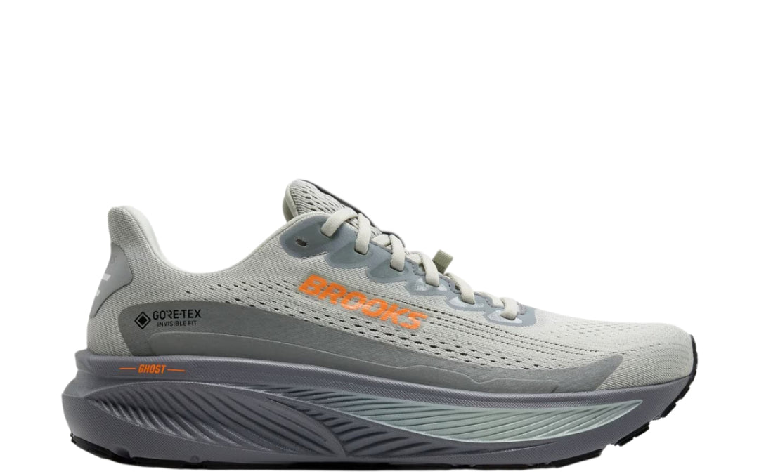 brooks ghost 17 gtx men's | smoke/primer grey/orange