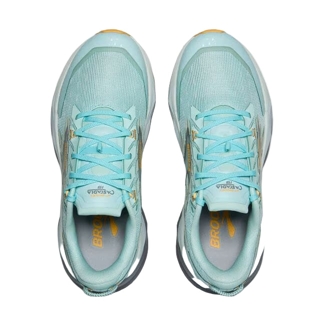 brooks cascadia 19 wide women's | clearwater/primer grey/apricot