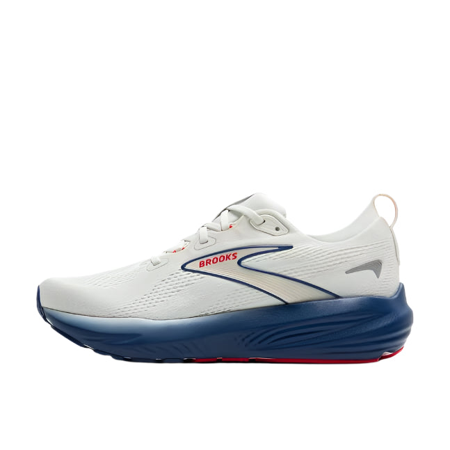 brooks glycerin 22 men's | gray/navy peony/fiery red