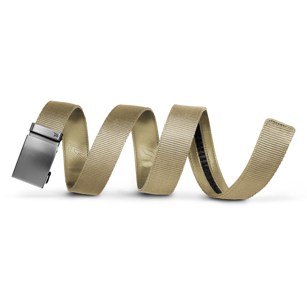 mission belt gun metal men's | tan nylon