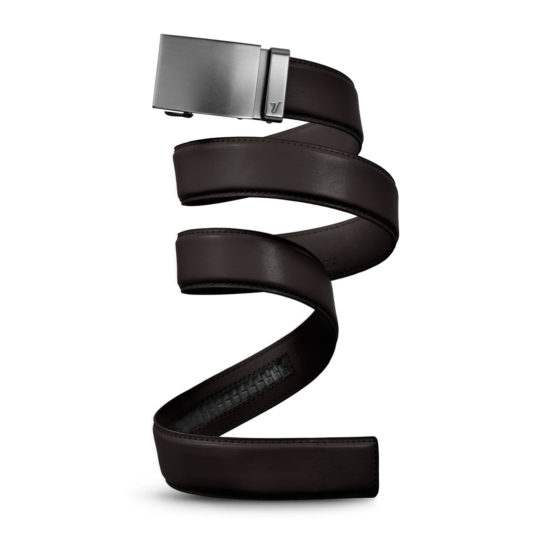 mission belt gun metal men's | dark brown