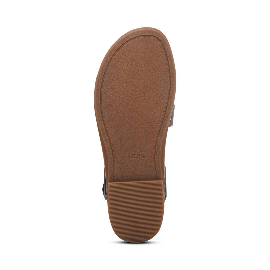 aetrex tamara asymmetrical quarter strap women's | black