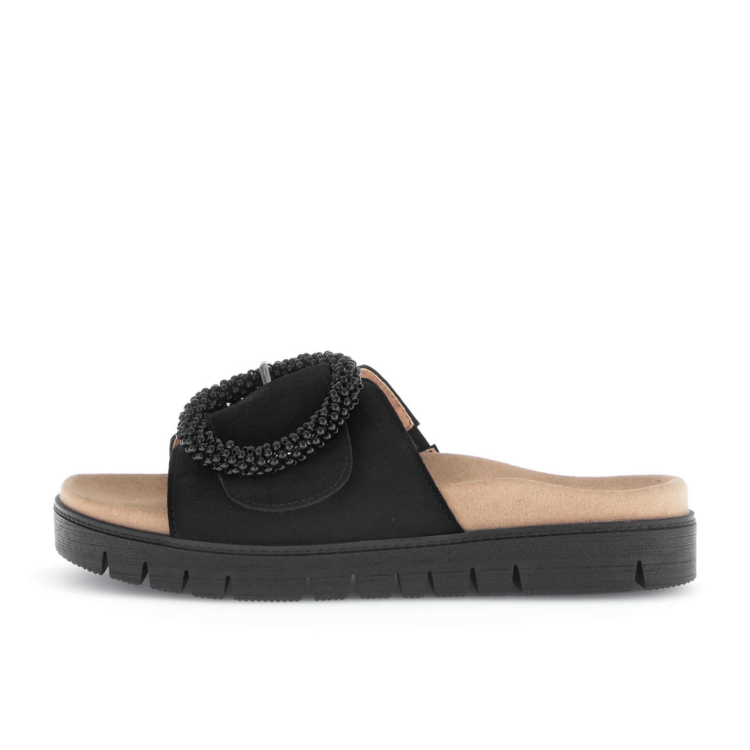 gabor one strap ring slide women's | black